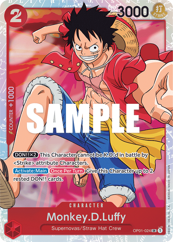 ワンピース カードゲーム MONKEY D.LUFFY OP01-ALTERNATE ART Monkey D. Luffy (Alt Art) OP01-024 SR ROMANCE DAWN MINT